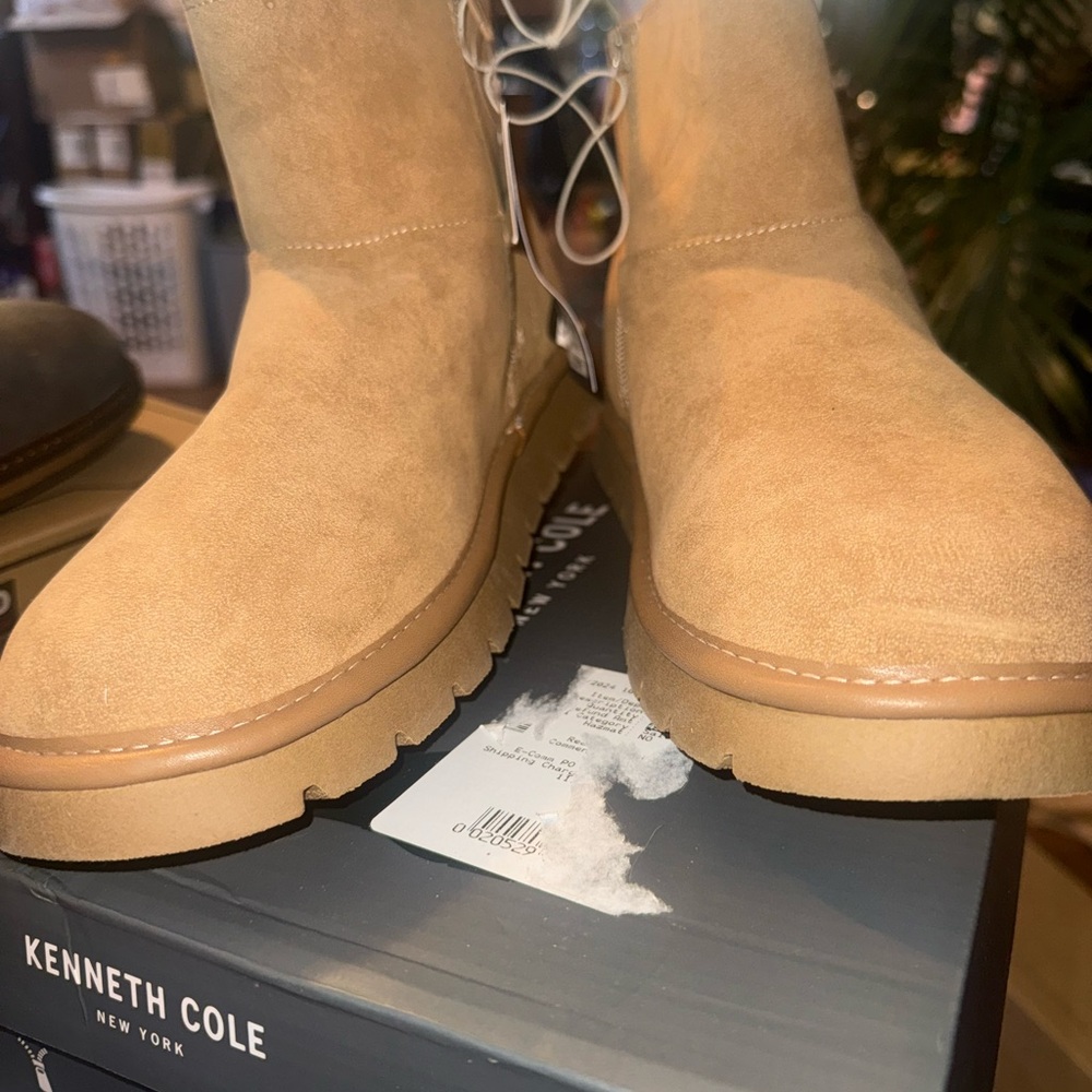 Tan Suede Boots memory foam Sherpa